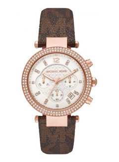 Michael Kors Women's Parker Round Shape Leather Band Chronograph Wrist Watch 39 mm - Brown - MK6917  - Image 1
