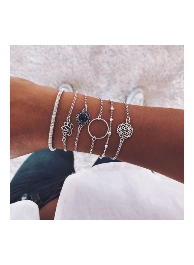 6-Piece Lotus Leaf Cobblestone Flower Design Fashion Bracelets Set  - Image 4
