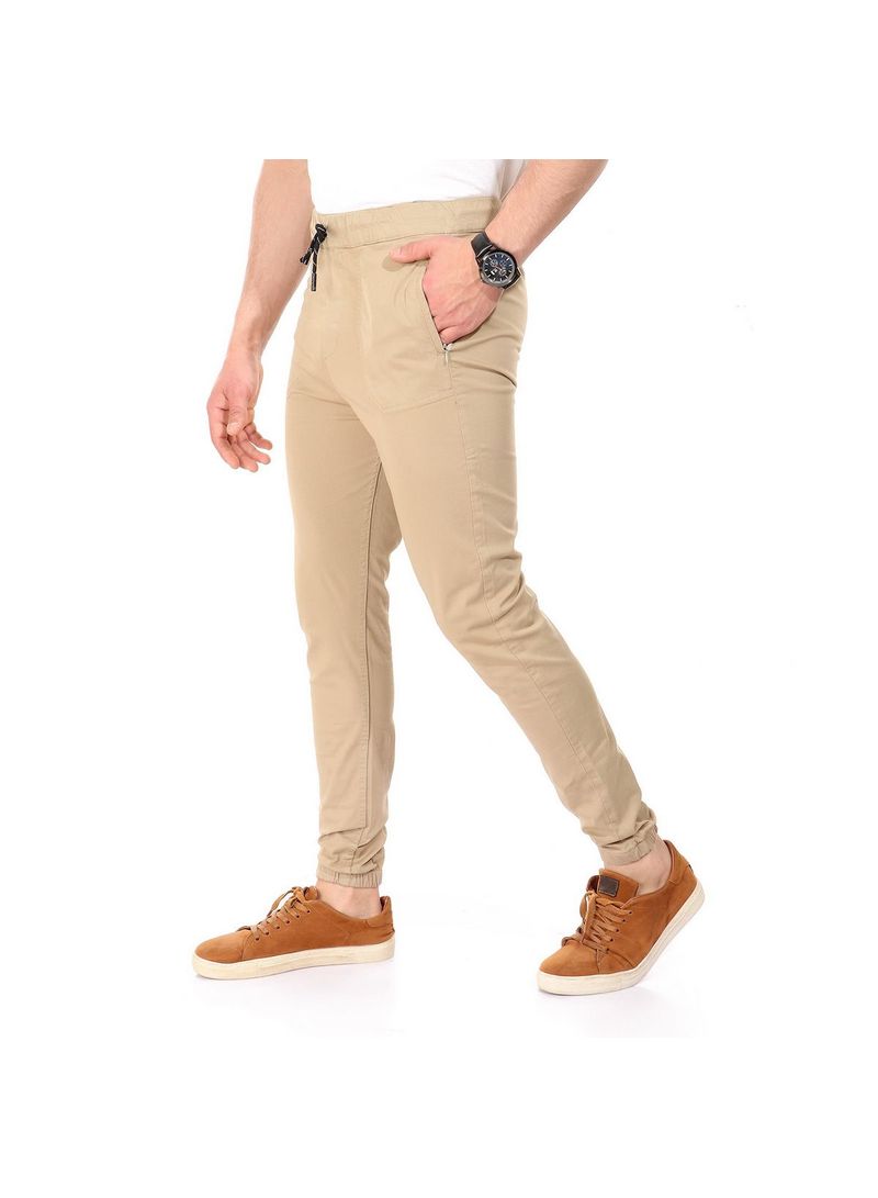 WHITE RABBIT - Side Zipped Pockets Dark  Pants Beige - Image 1