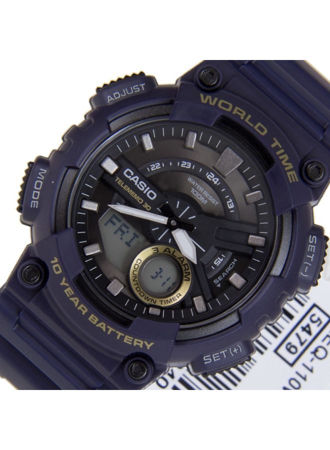 CASIO - Men's Water Resistant Analog & Digital Watch AEQ-110W-2AVEF - 47 mm - Navy - Image 1