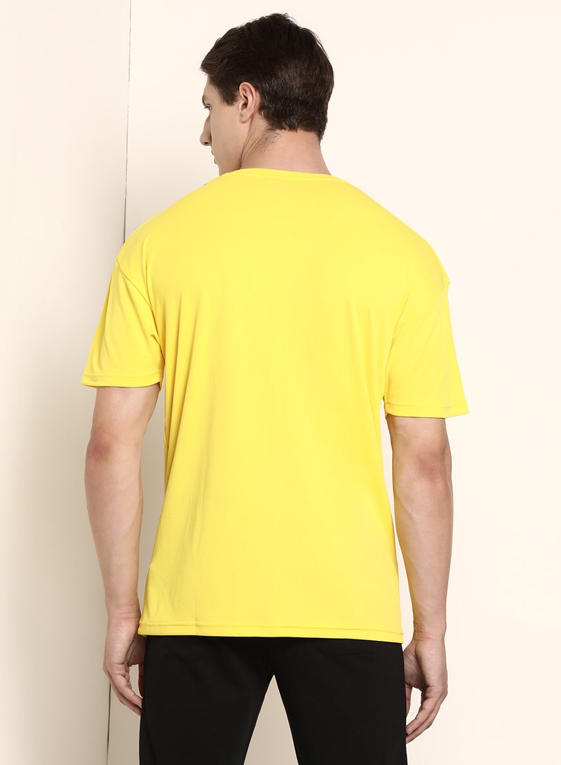 ABOF - Regular Fit Crew Neck Slam Dunk Graphic Printed T-Shirt Yellow - Image 1