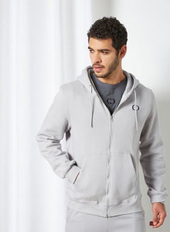 CRIMINAL DAMAGE Eco-Friendly Logo Hooded Jacket Light Grey  - Image 1