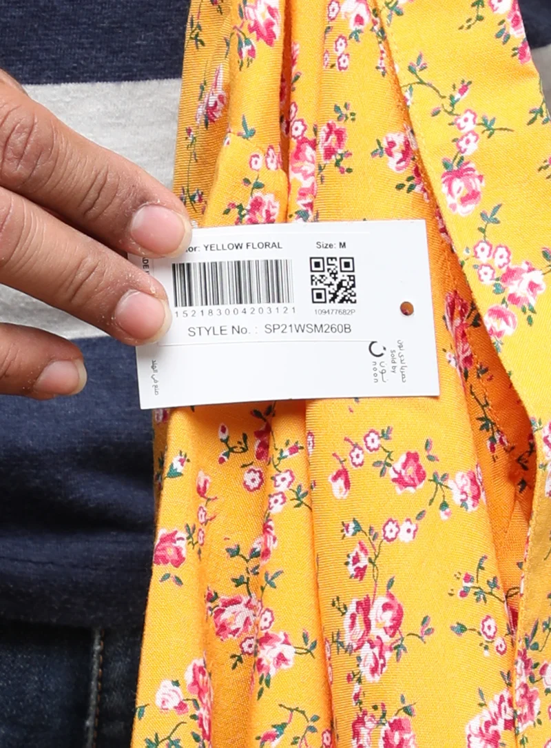 Aila Casual Short Sleeve Floral Shirt Yellow Floral