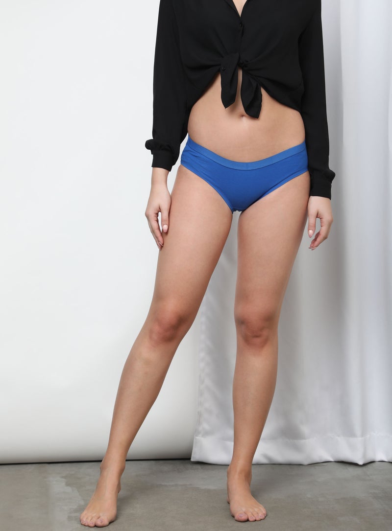 Aila - Solid Pattern Bikini Bottom Blue - Image 1
