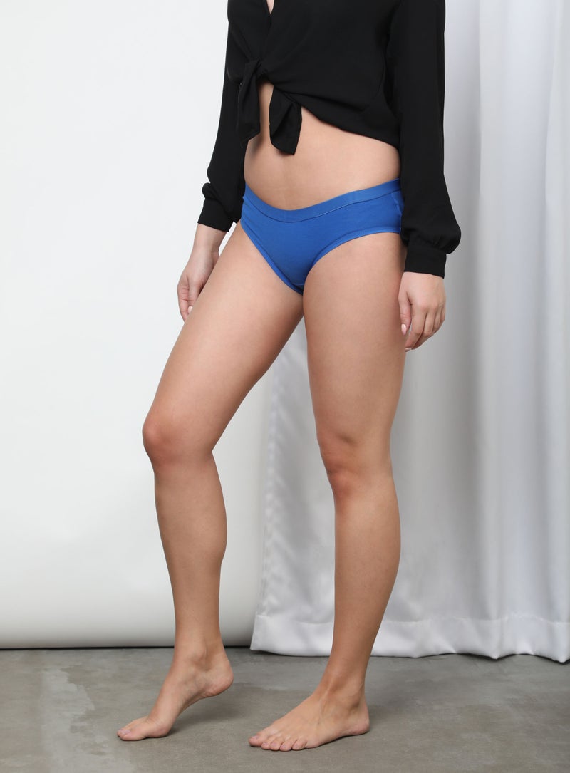 Aila - Solid Pattern Bikini Bottom Blue - Image 1