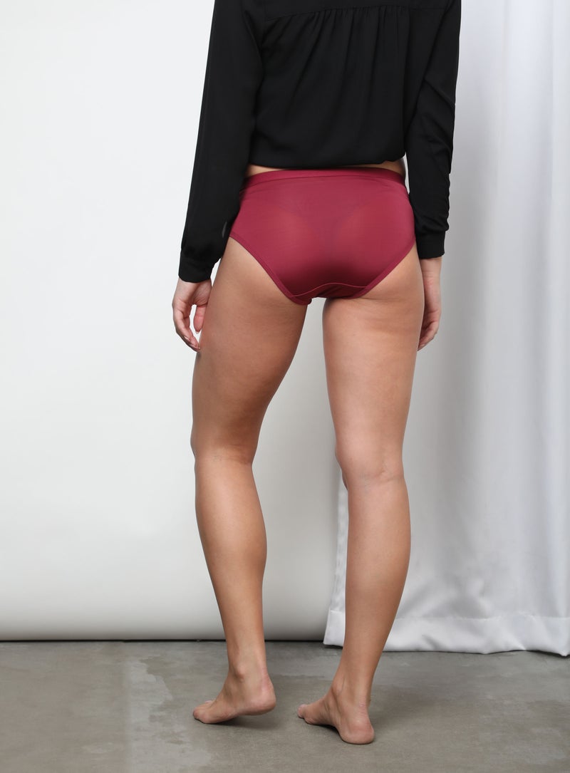 Aila - Solid Pattern Bikini Bottom Burgundy - Image 1