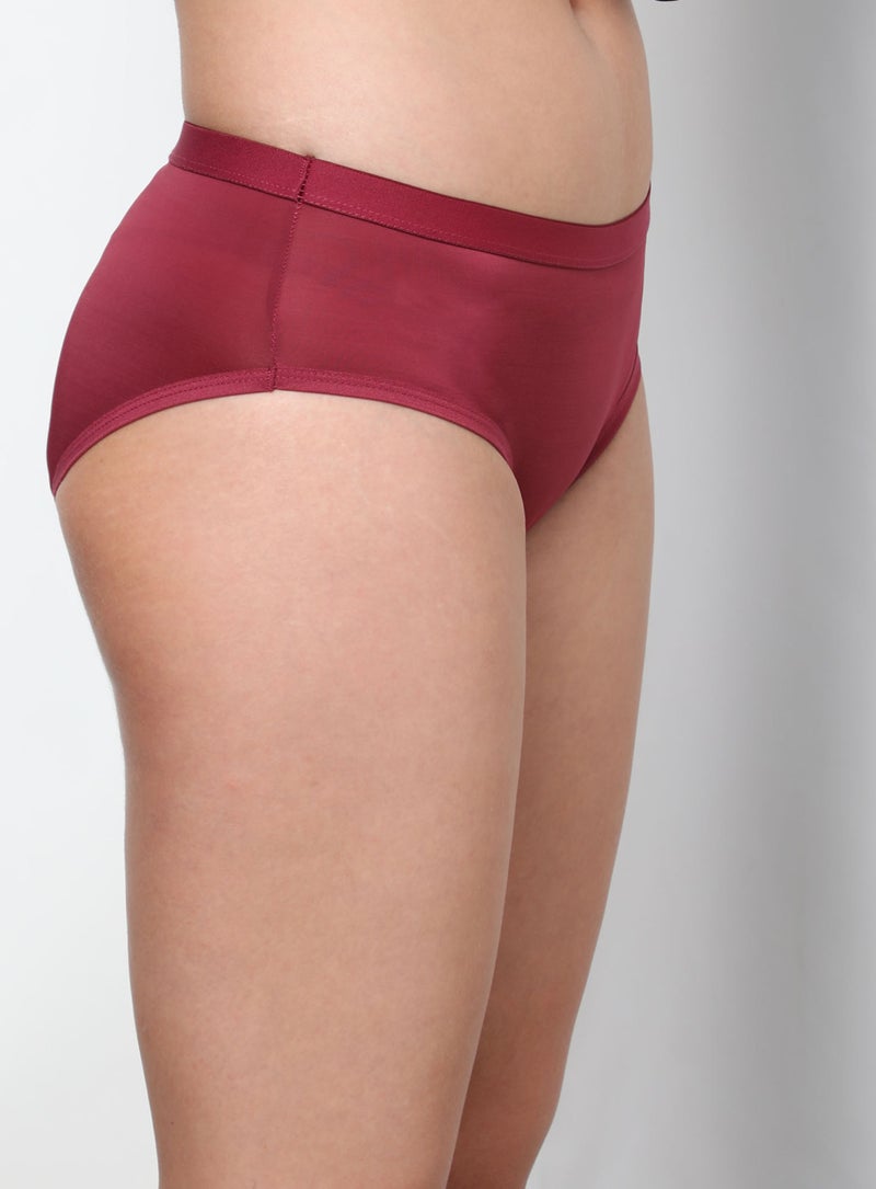 Aila - Solid Pattern Bikini Bottom Burgundy - Image 1