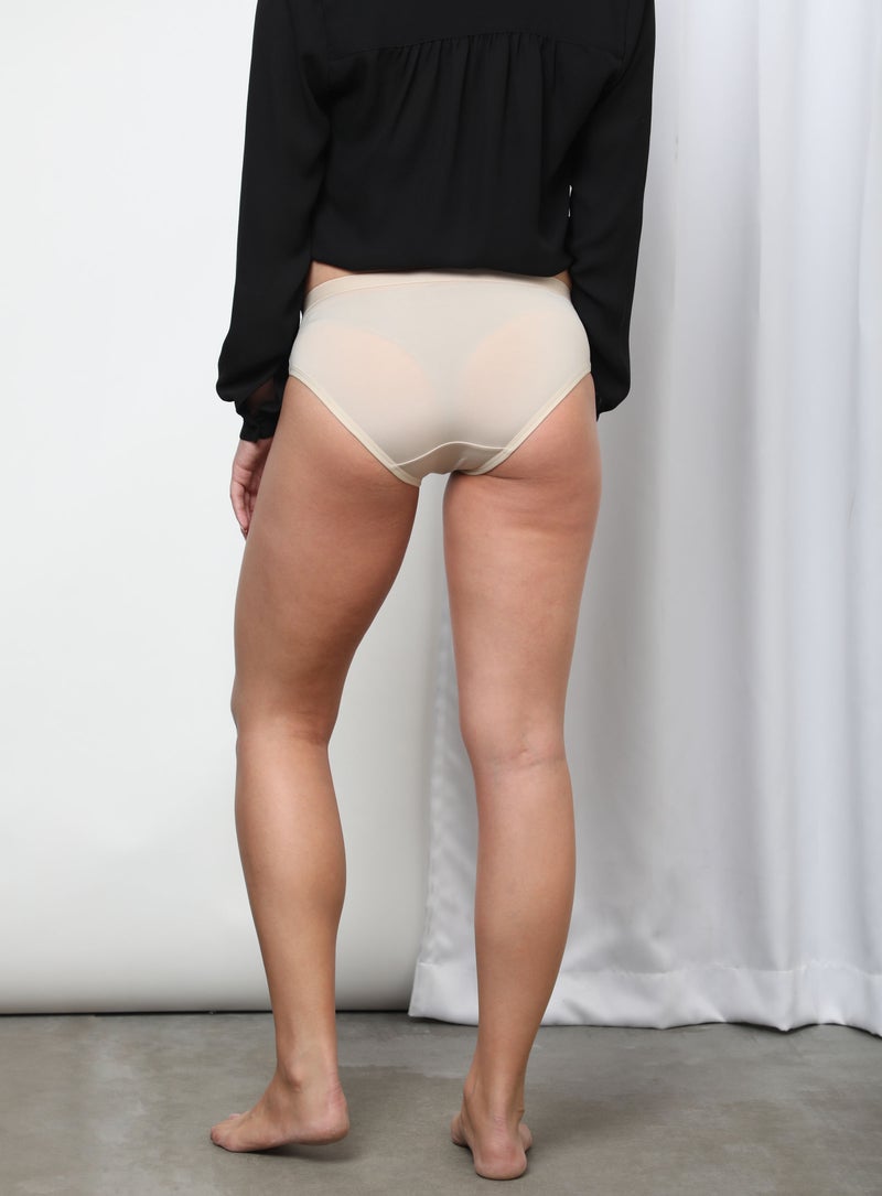Aila - Solid Pattern Bikini Bottom Beige - Image 1