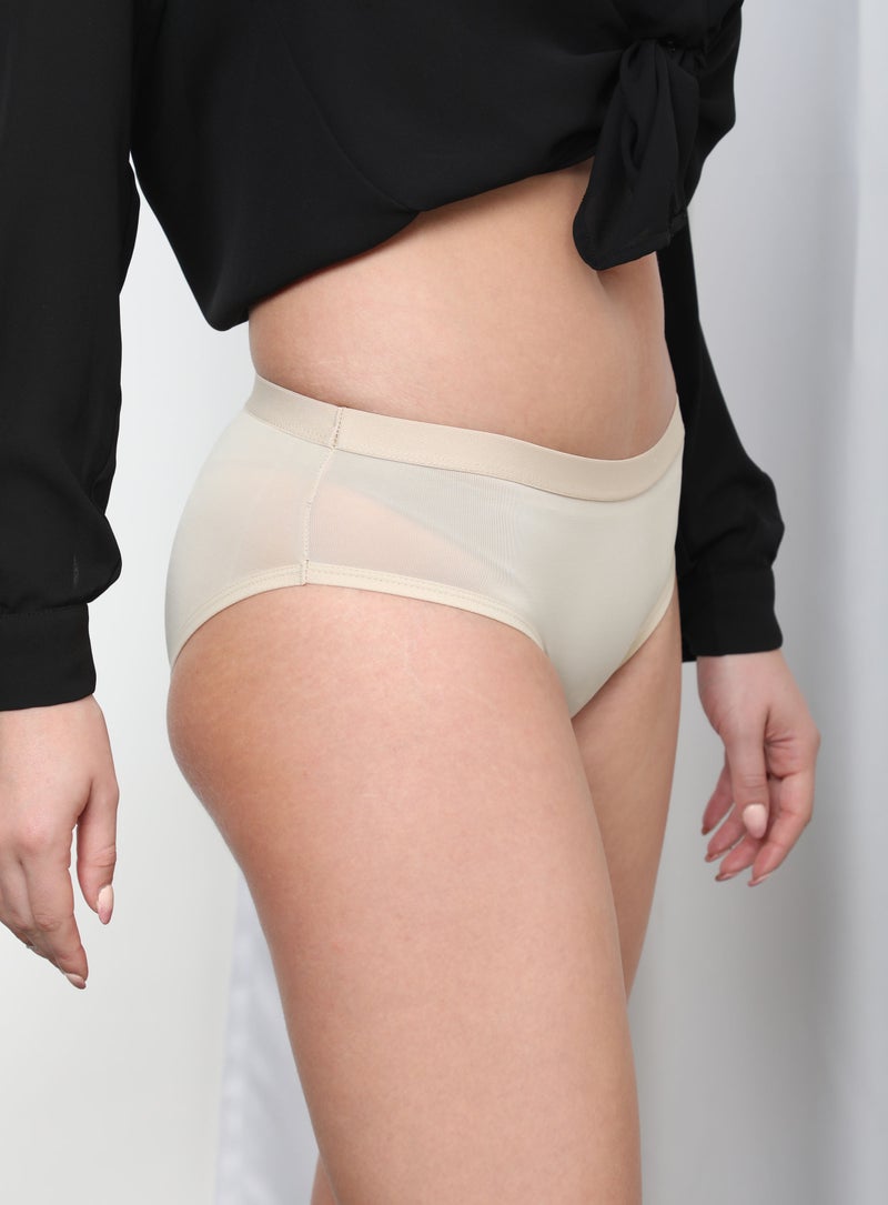 Aila - Solid Pattern Bikini Bottom Beige - Image 1