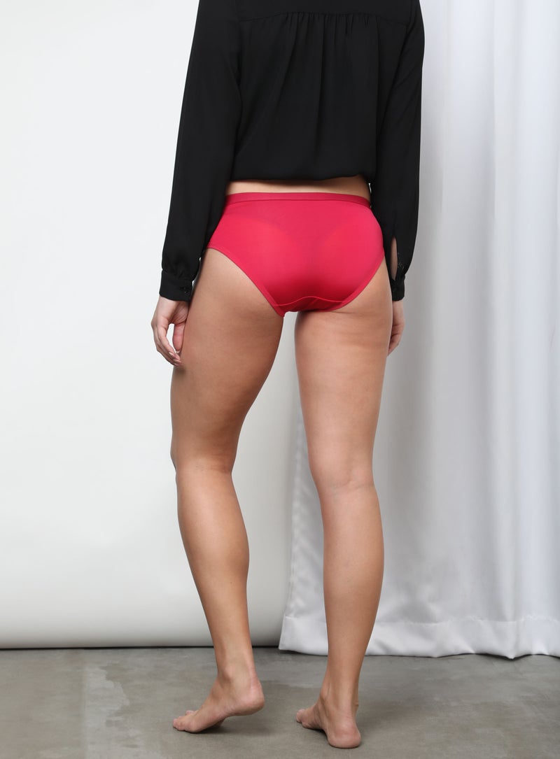 Aila - Solid Pattern Bikini Bottom Red - Image 1