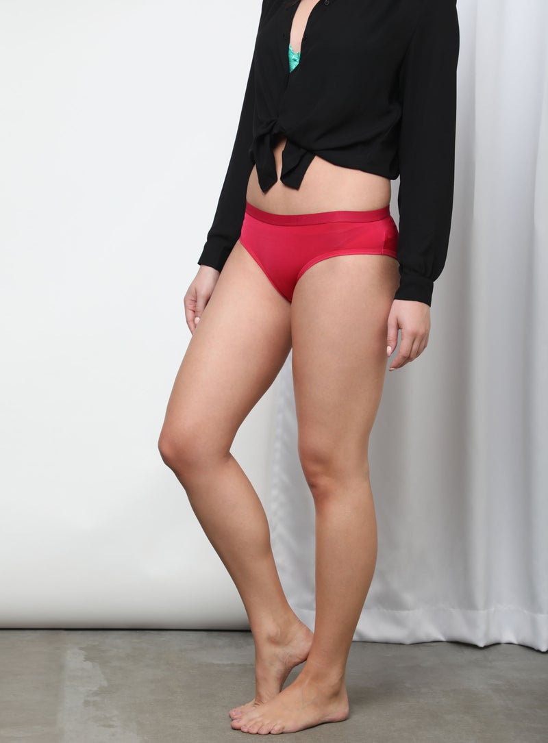 Aila - Solid Pattern Bikini Bottom Red - Image 1