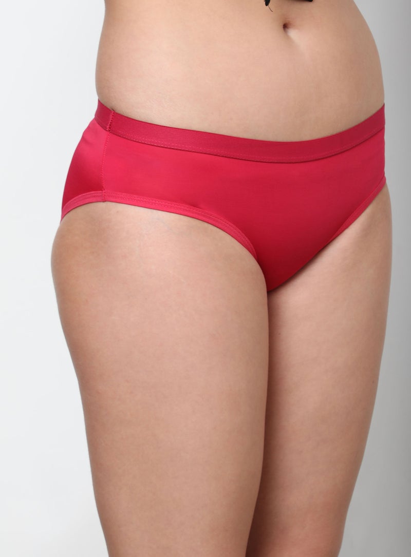 Aila - Solid Pattern Bikini Bottom Red - Image 1