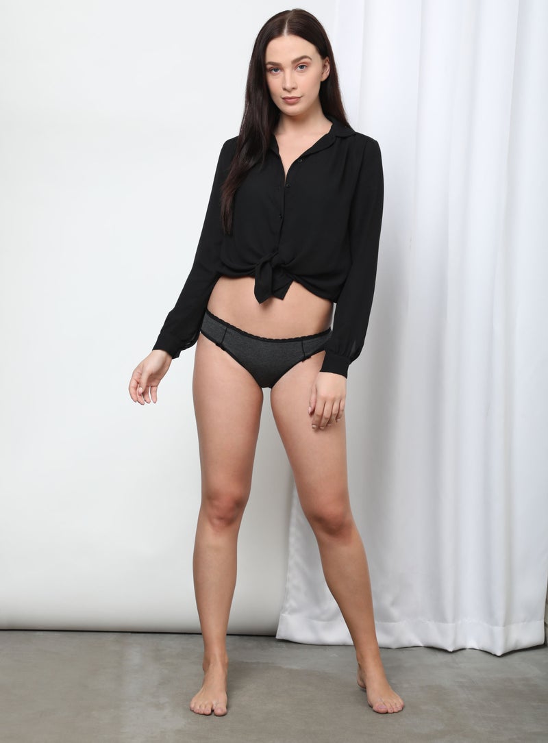Aila Solid Pattern Bikini Bottom Grey  - Image 5