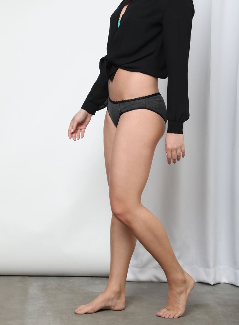 Aila Solid Pattern Bikini Bottom Grey  - Image 3
