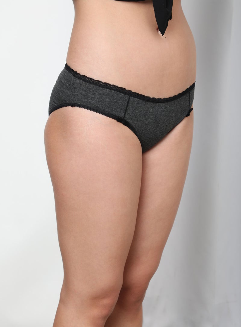 Aila Solid Pattern Bikini Bottom Grey  - Image 4