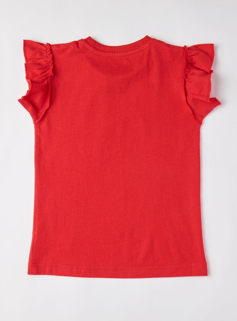 Neon Girls Round Neck Sleeveless T-Shirt Light Red - Image 2