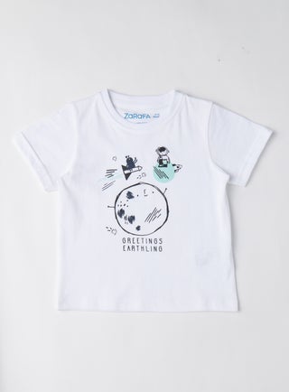 Baby Boys Round Neck Short Sleeve T-Shirt White - v1619443743/N46359129V_1