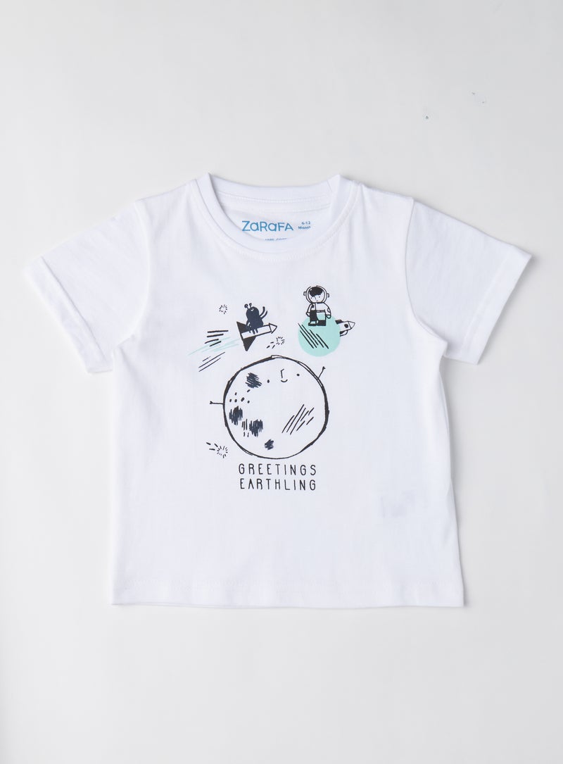 Zarafa Baby Boys Round Neck Short Sleeve T-Shirt White - Image 1