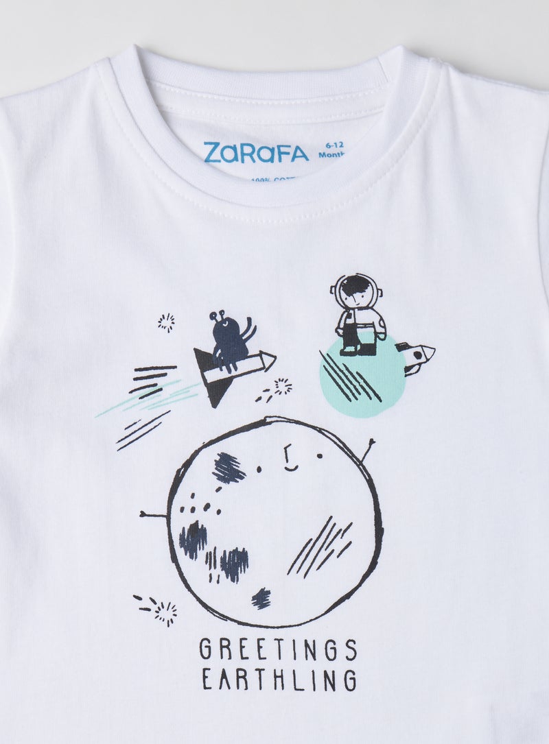 Zarafa Baby Boys Round Neck Short Sleeve T-Shirt White - Image 2