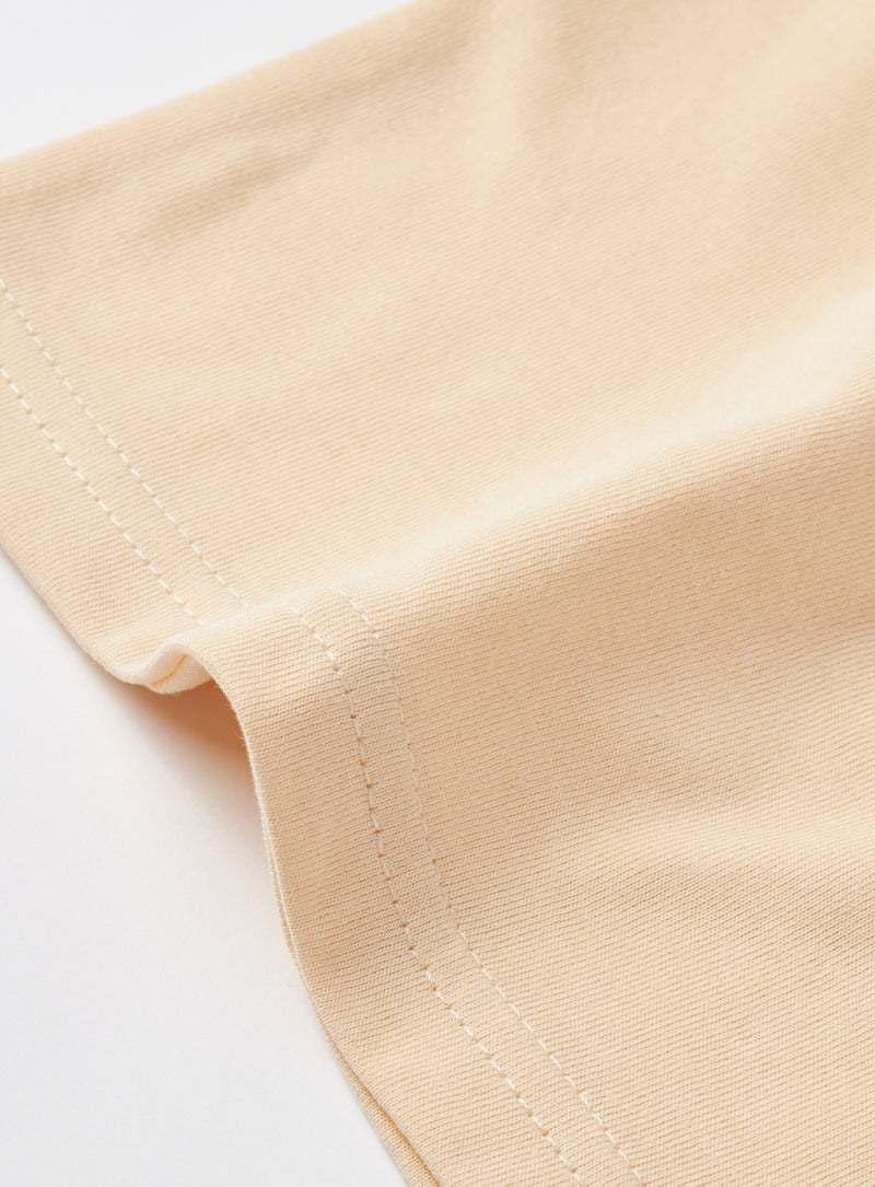 Zarafa Round Neck Graphic Printed T-Shirt Beige - Image 3