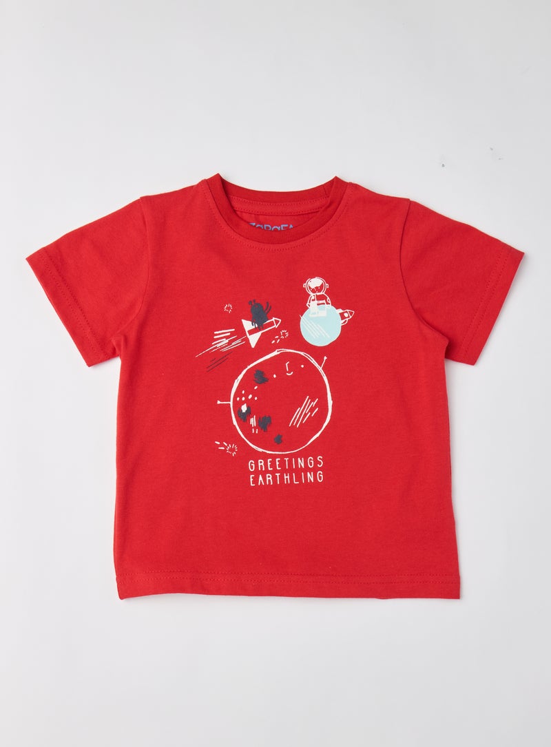 Zarafa Baby Boys Round Neck Short Sleeve T-Shirt Red - Image 1