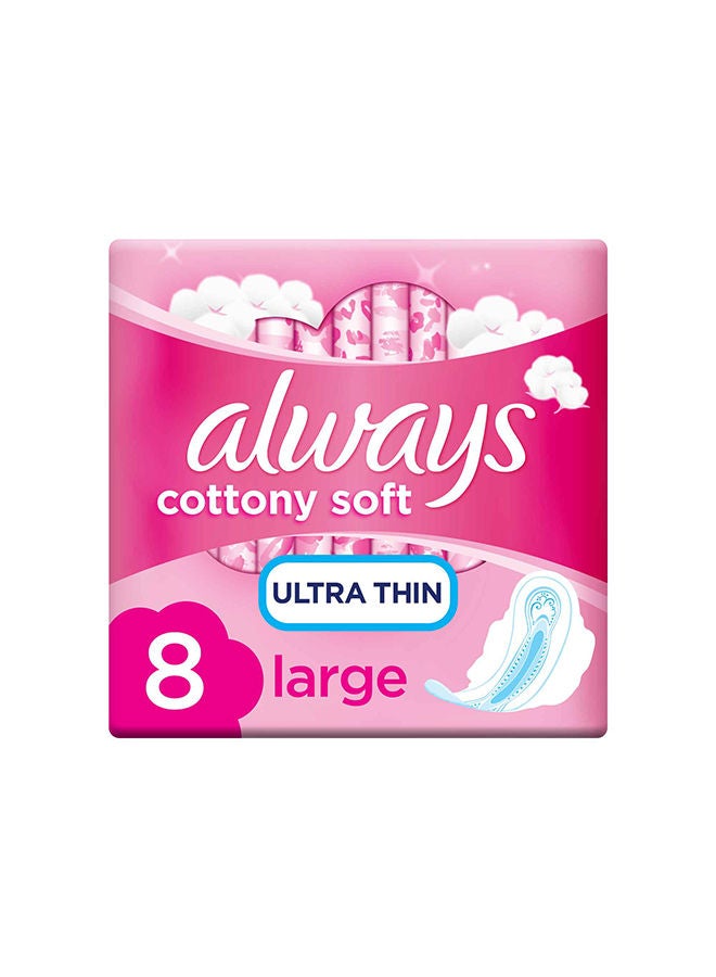 Always - Cotton Soft Ultra Thin, Large Sanitary Pads With Wings, 8 Count Long - Image 1