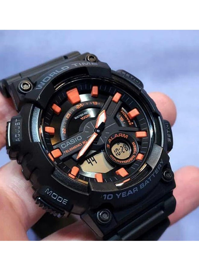 Men's Resin Analog & Digital Wrist Watch AEQ-110W-1A2VDF - 47 mm - Black