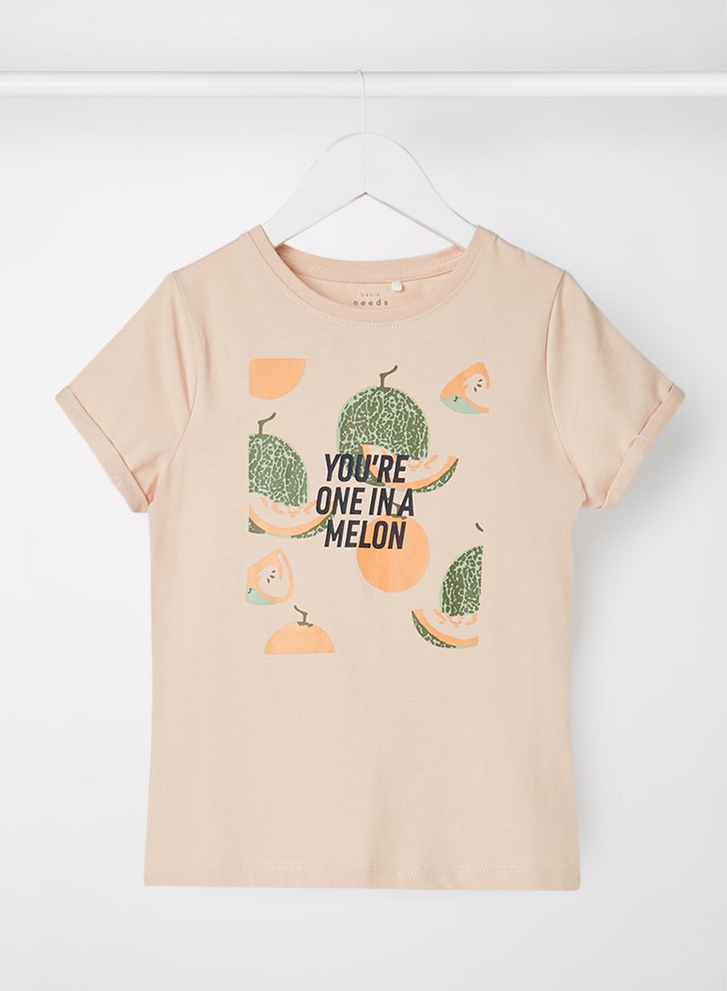 NAME IT - Teen Slogan T-Shirt Peach Whip - Image 1