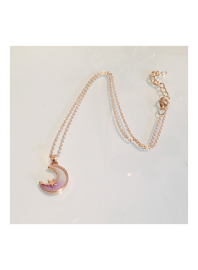 Star Moon Drop Oil Colour Short Necklace - Image 1