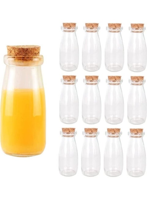 12-Piece Glass Bottles with Cork Lid clear