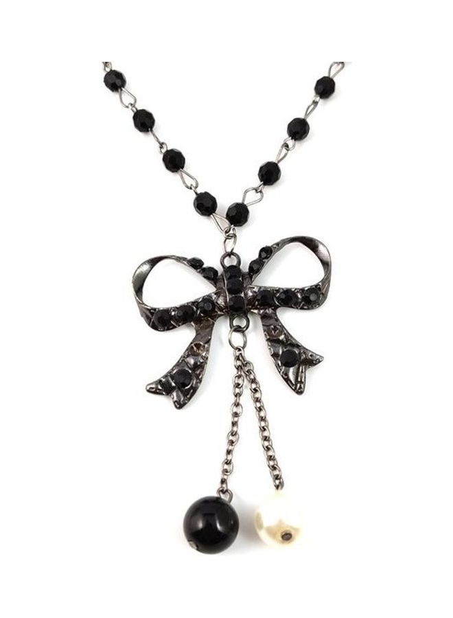 Women's Sweater Creative Vintage Bow Imitation Pearl Necklace - Image 3