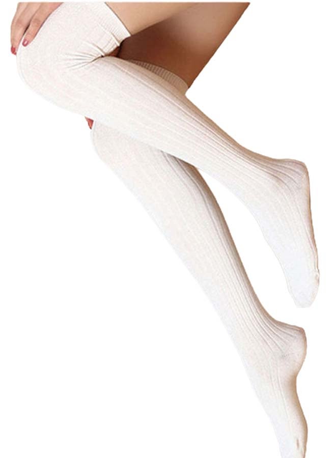 جوارب مريحة رفيعة بطول يصل إلى الركبة أبيض