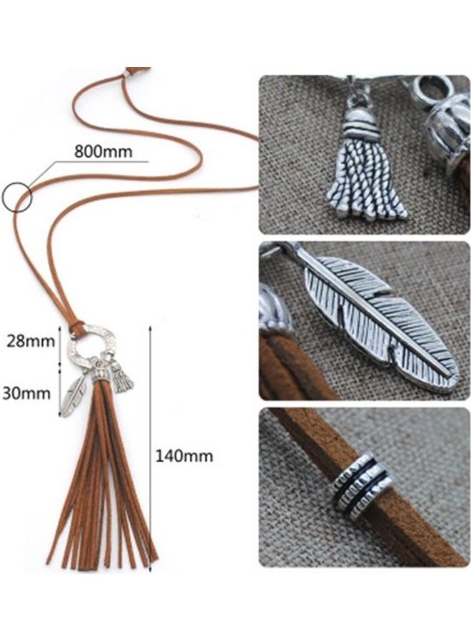 Women's Sweater Retro Ethnic Style Tassel Simple Long Necklace - Image 5