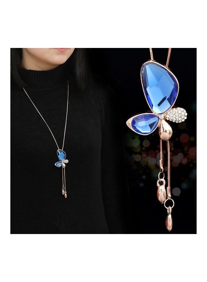 Women's Sweater Rhinestone Butterfly Design All Match Necklace