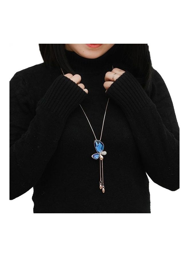 Women's Sweater Rhinestone Butterfly Design All Match Necklace