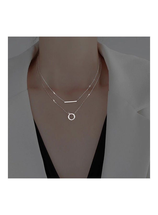 Double Layer Round Bead Charm Pendent Necklace