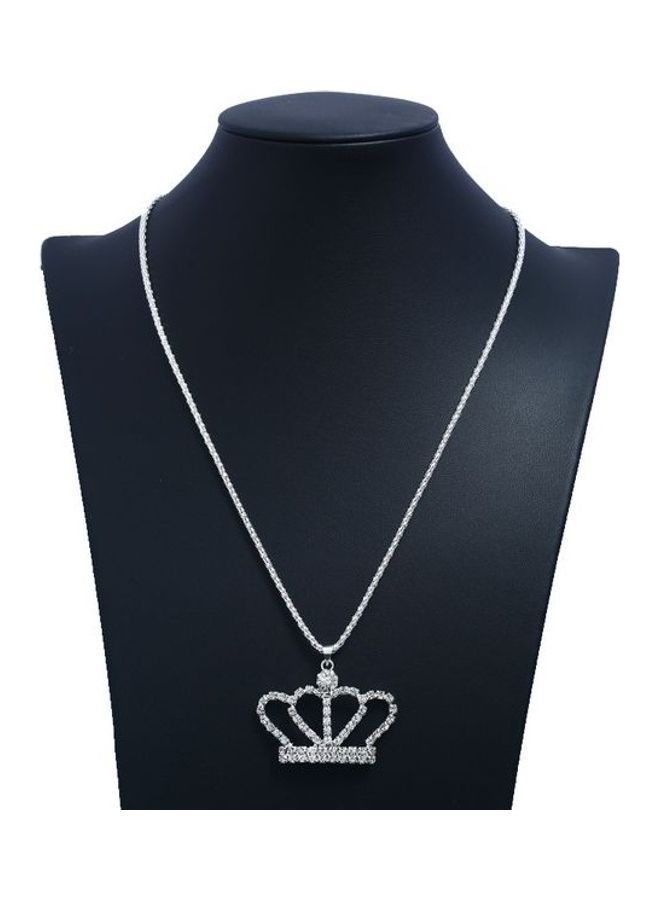 Crown Pendant Rhinestone Ladylike Sweater Chain - Image 3