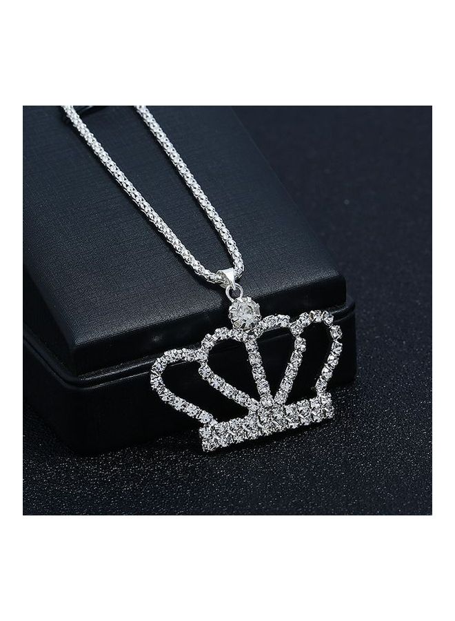 Crown Pendant Rhinestone Ladylike Sweater Chain - Image 2