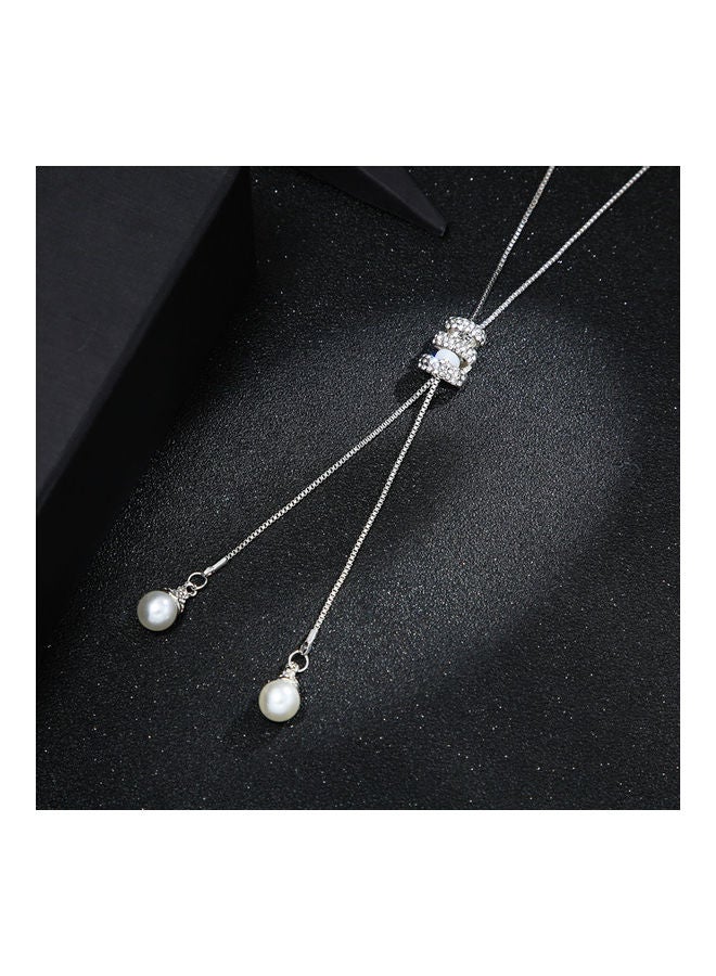 Elegant Long Tassel Pattern Pearl Drop Fashion Necklace  - Image 1