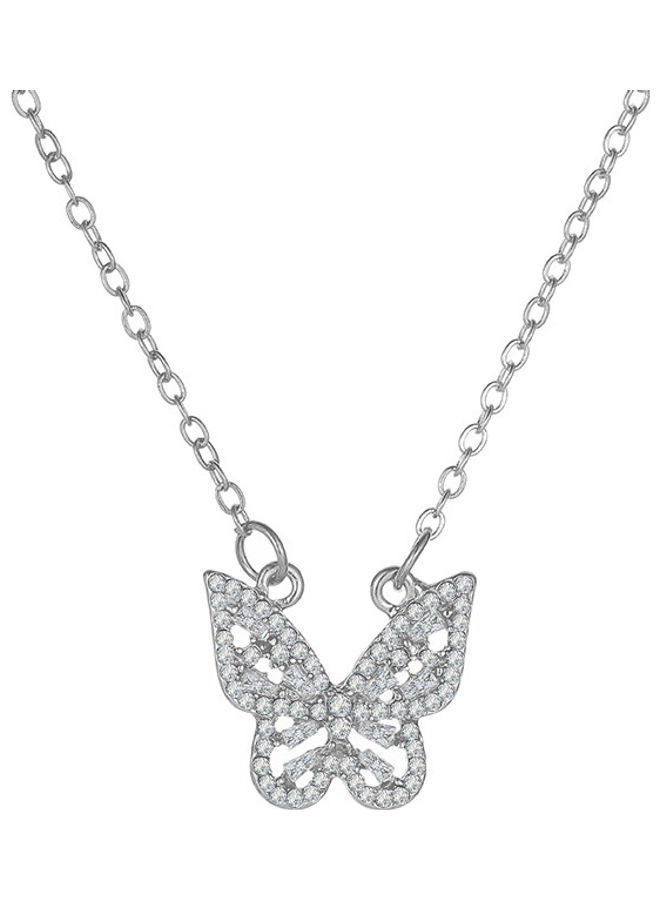 Generic - Women's Solid Colour Rhinestone Decor Butterfly Shape Pendant Sweet Alloy Necklace - Image 1