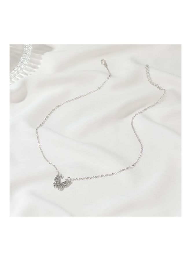 Generic - Women's Solid Colour Rhinestone Decor Butterfly Shape Pendant Sweet Alloy Necklace - Image 1