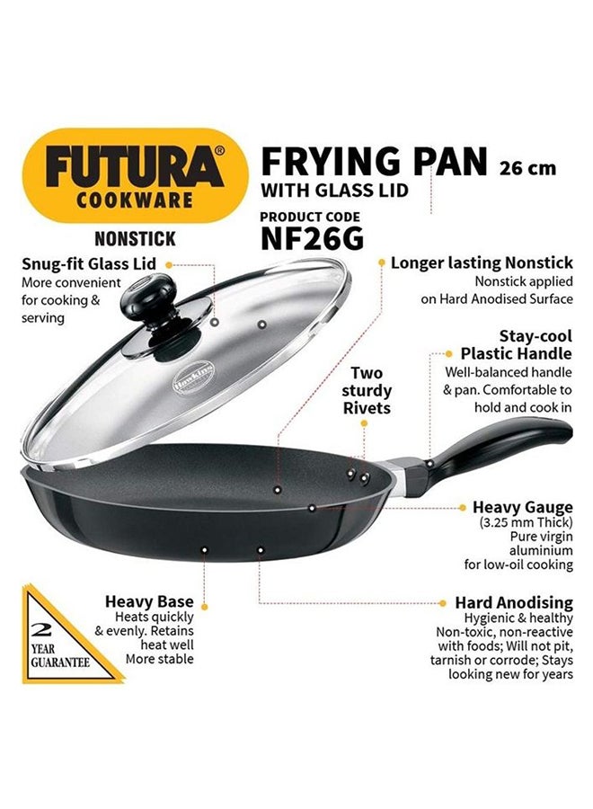 Futura Nonstick Frying Pan With Glass Lid Black 11.4x31.6x23.3cm - v1619456360/N46293726A_2