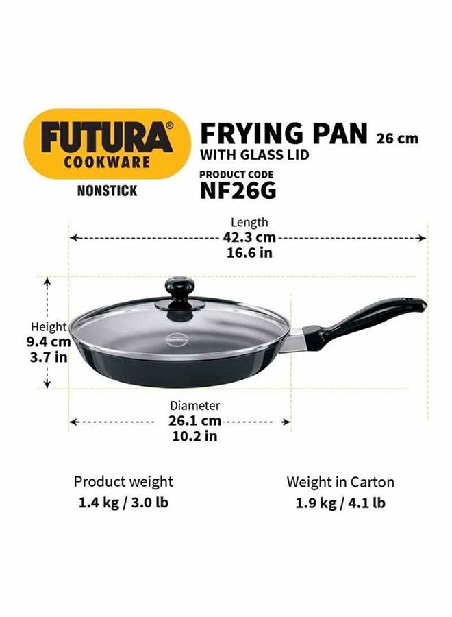 Futura Nonstick Frying Pan With Glass Lid Black 11.4x31.6x23.3cm - v1619456360/N46293726A_3