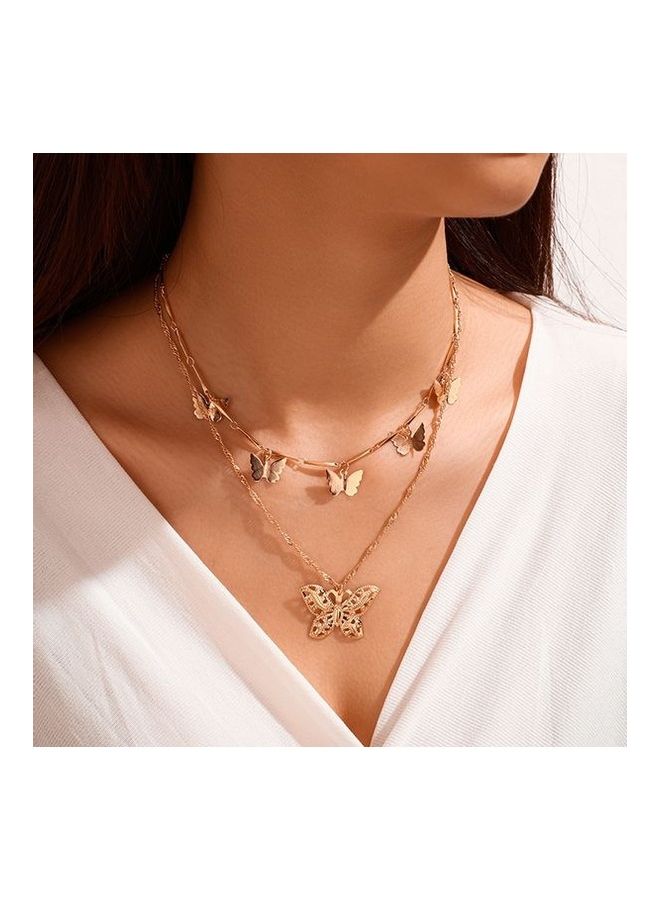 Three-Dimensional Butterfly Metal Clavicle Chain