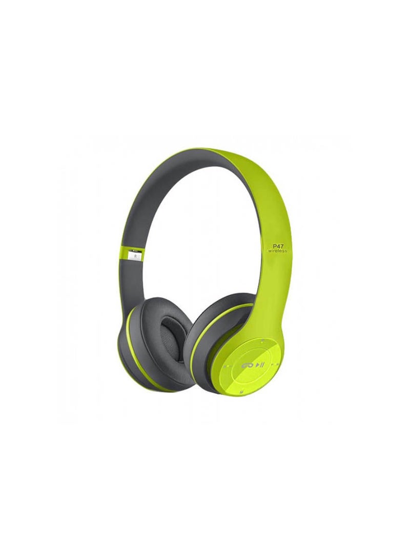 MARGOUN P47 Bluetooth Wireless Foldable Adjustable On-Ear Headphone with Mic Green  - Image 1