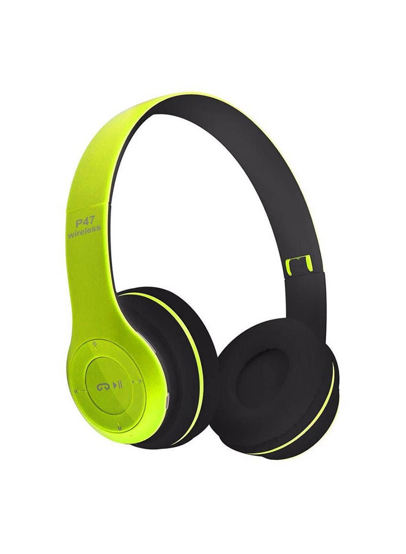 MARGOUN P47 Bluetooth Wireless Foldable Adjustable On-Ear Headphone with Mic Green  - Image 3