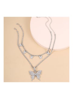 2-Piece Women's Multi-Layer Rhinestone Butterfly Necklace