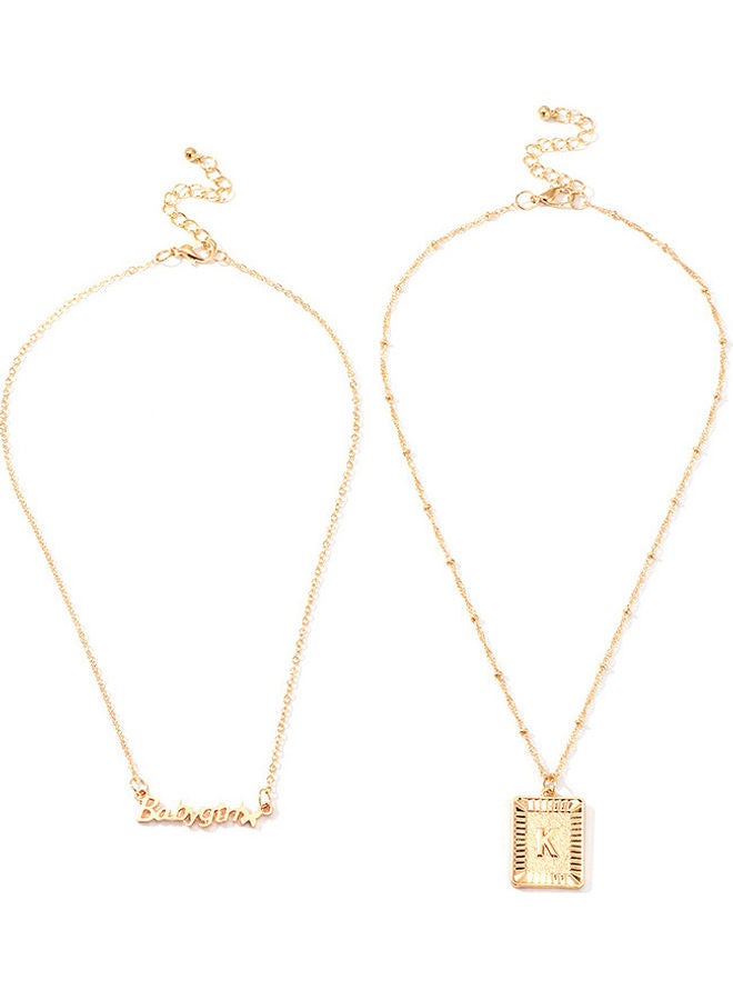 2-Piece Women's Multi-Layer Rhinestone Letter Necklace