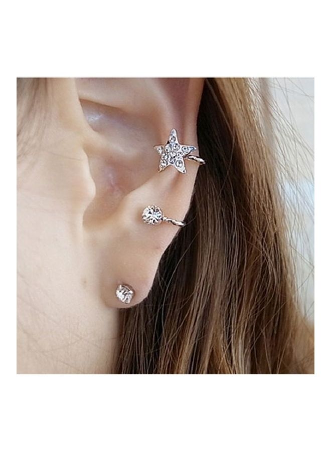 3-Piece Women's Rhinestone Star Ear Clip Set 