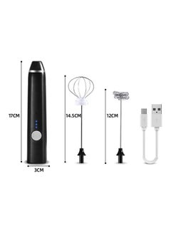 XiuWoo 3-Piece Electric Milk Frother And Whisk Set Black/Silver  - Image 3